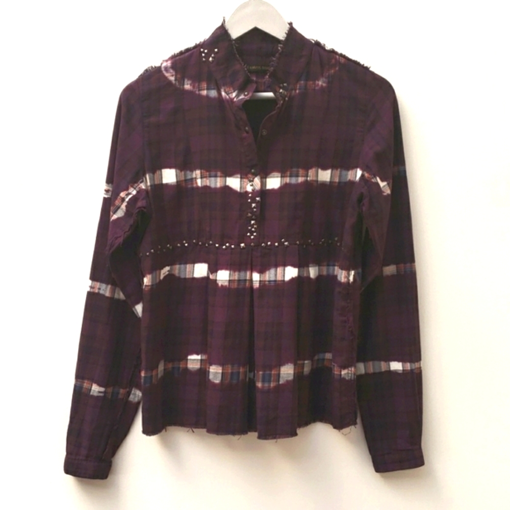 Black Hearts Brigade Popover Ling Sleeve Studded Shirt Women's Size Small
